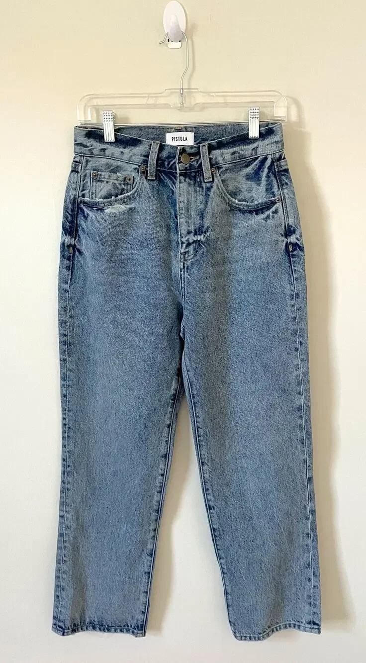 Pistola Anthropologie Way High Rise Straight Denim Jeans Blue Size 26 NEW